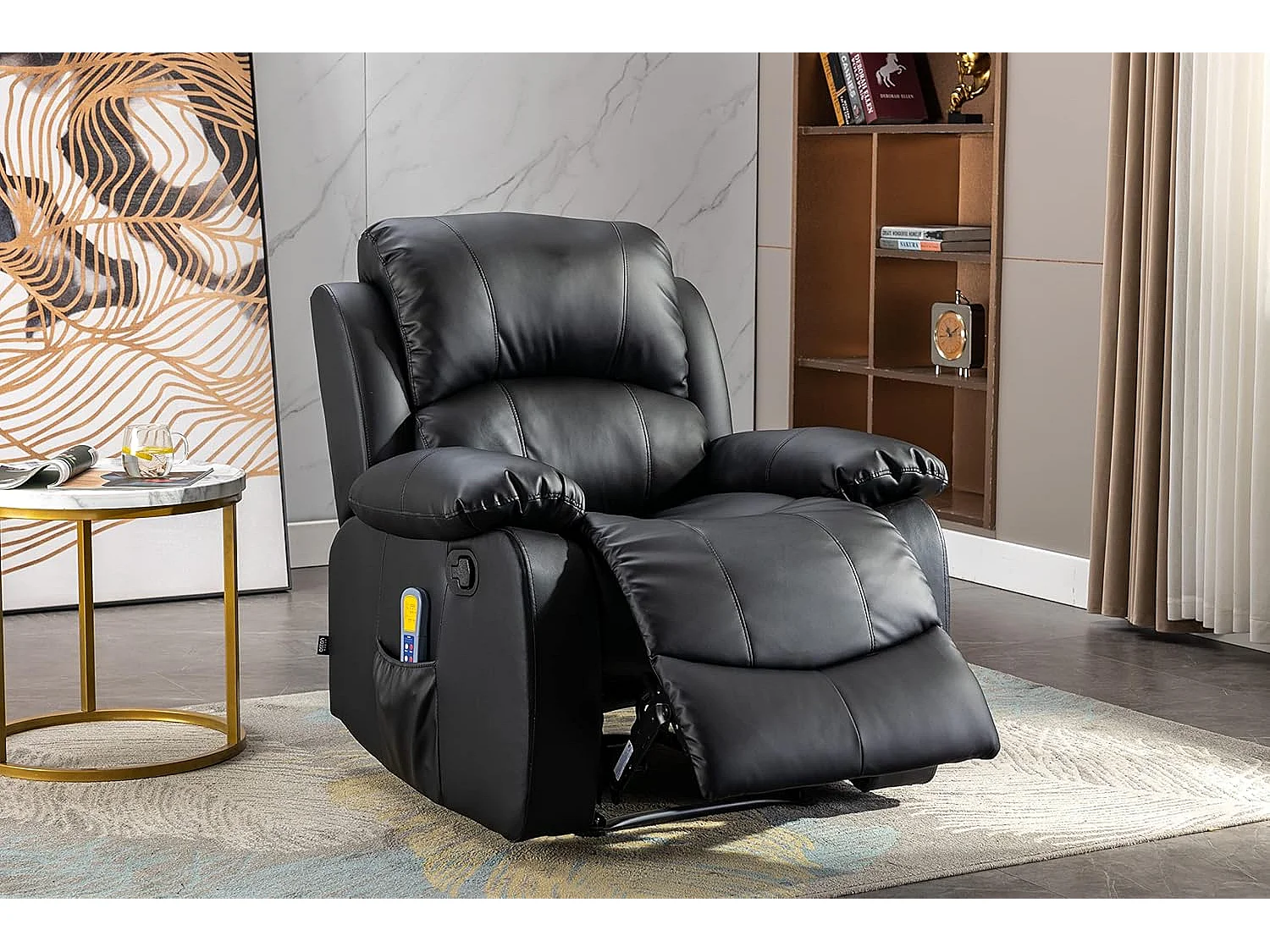 Sillón Relax con Reclinación Manual (Sistema Pared Cero), Masaje Y Termoterapia. Negro