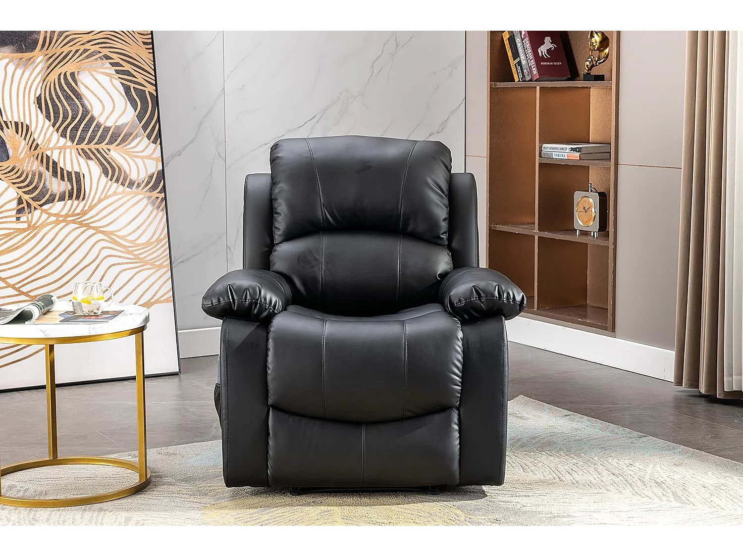 Sillón Relax con Reclinación Manual (Sistema Pared Cero), Masaje Y Termoterapia. Negro