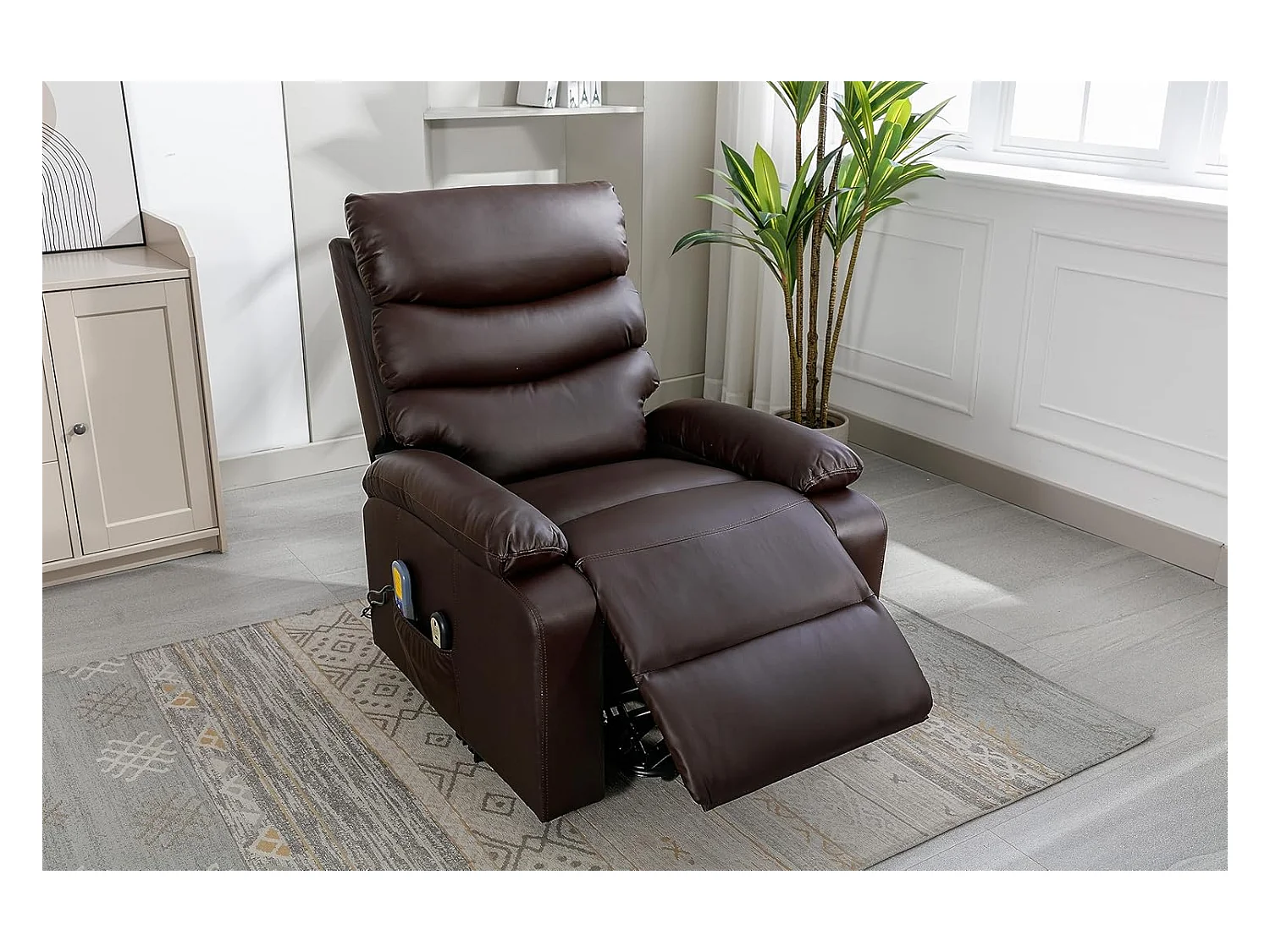 Sillón Relax Función Auto-Ayuda, Reclinación Eléctrica, Masaje Y Termoterapia, Chocolate