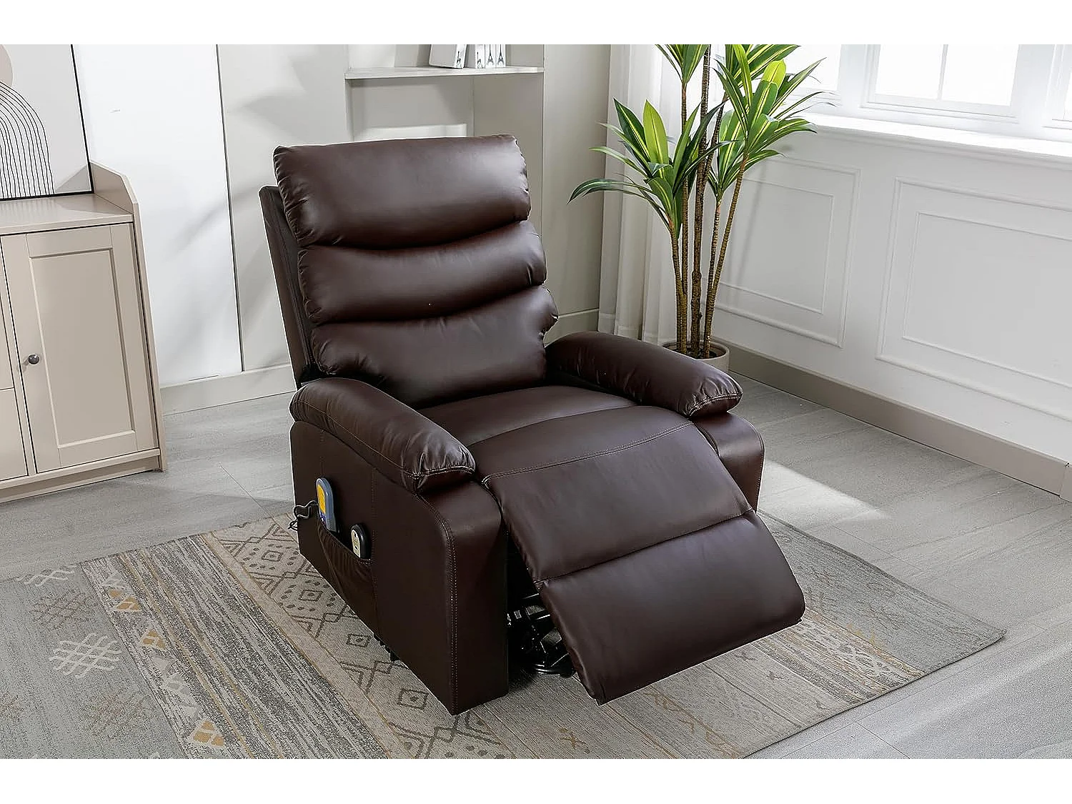 Sillón Relax Función Auto-Ayuda, Reclinación Eléctrica, Masaje Y Termoterapia, Chocolate