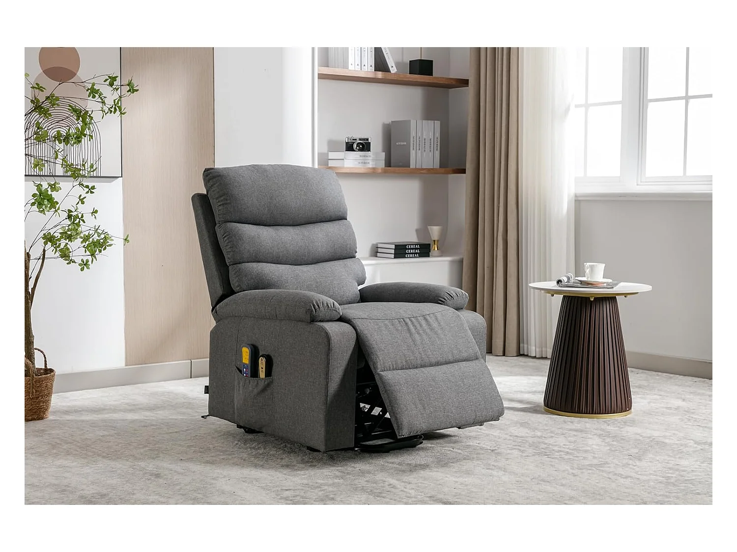 Sillón Relax Función Auto-Ayuda, Reclinación Eléctrica, Masaje Y Termoterapia, Gris