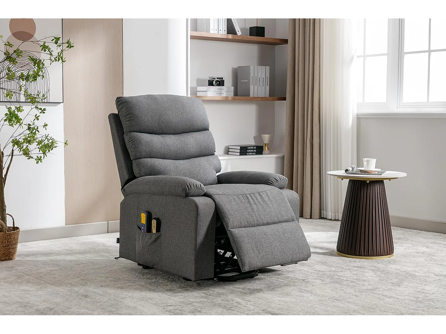 Sillón Relax Función Auto-Ayuda, Reclinación Eléctrica, Masaje Y Termoterapia, Gris