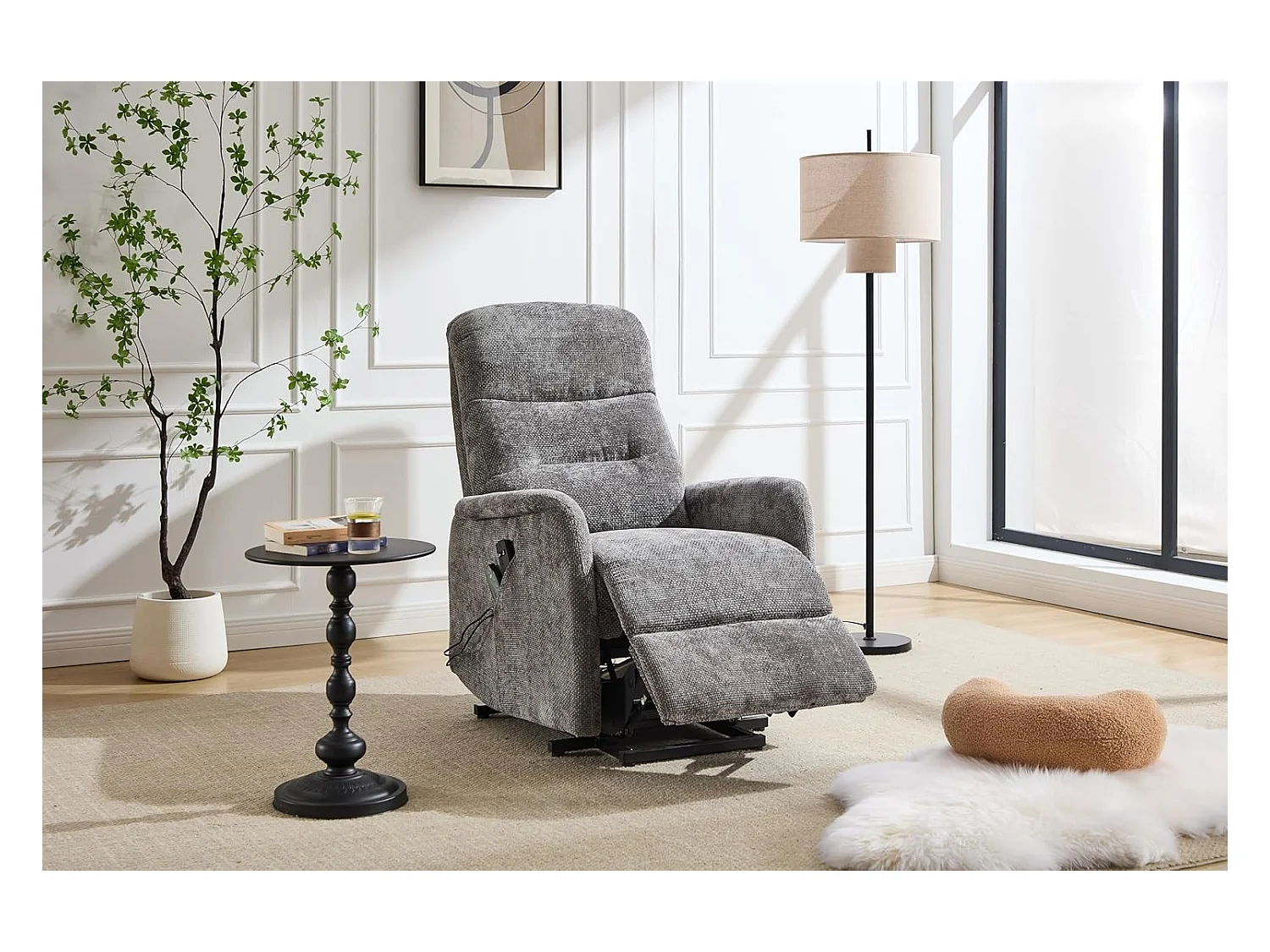 Sillón Relax Función Auto-Ayuda, Reclinación Eléctrica, Masaje Y Termoterapia, Gris