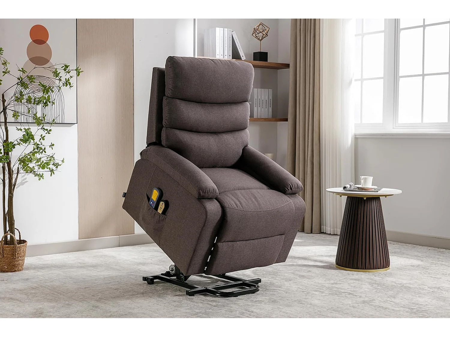 Sillón Relax Función Auto-Ayuda, Reclinación Eléctrica, Masaje Y Termoterapia, Marrón