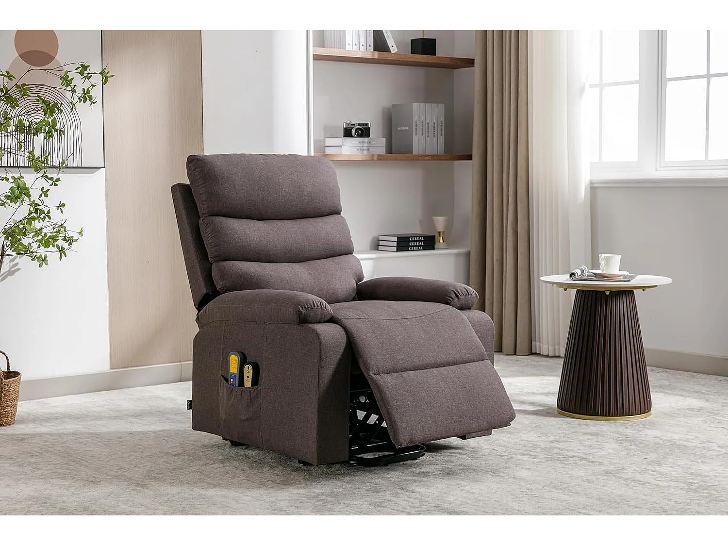 Sillón Relax Función Auto-Ayuda, Reclinación Eléctrica, Masaje Y Termoterapia, Marrón