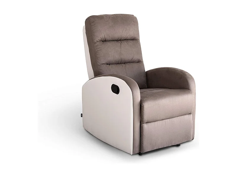 Sillón Relax Reclinación Manual, PU y Microfibra. Modelo Ludwig, Blanco/Antracita