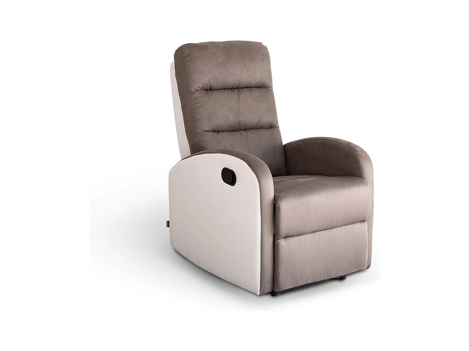 Sillón Relax Reclinación Manual, PU y Microfibra. Modelo Ludwig, Blanco/Antracita