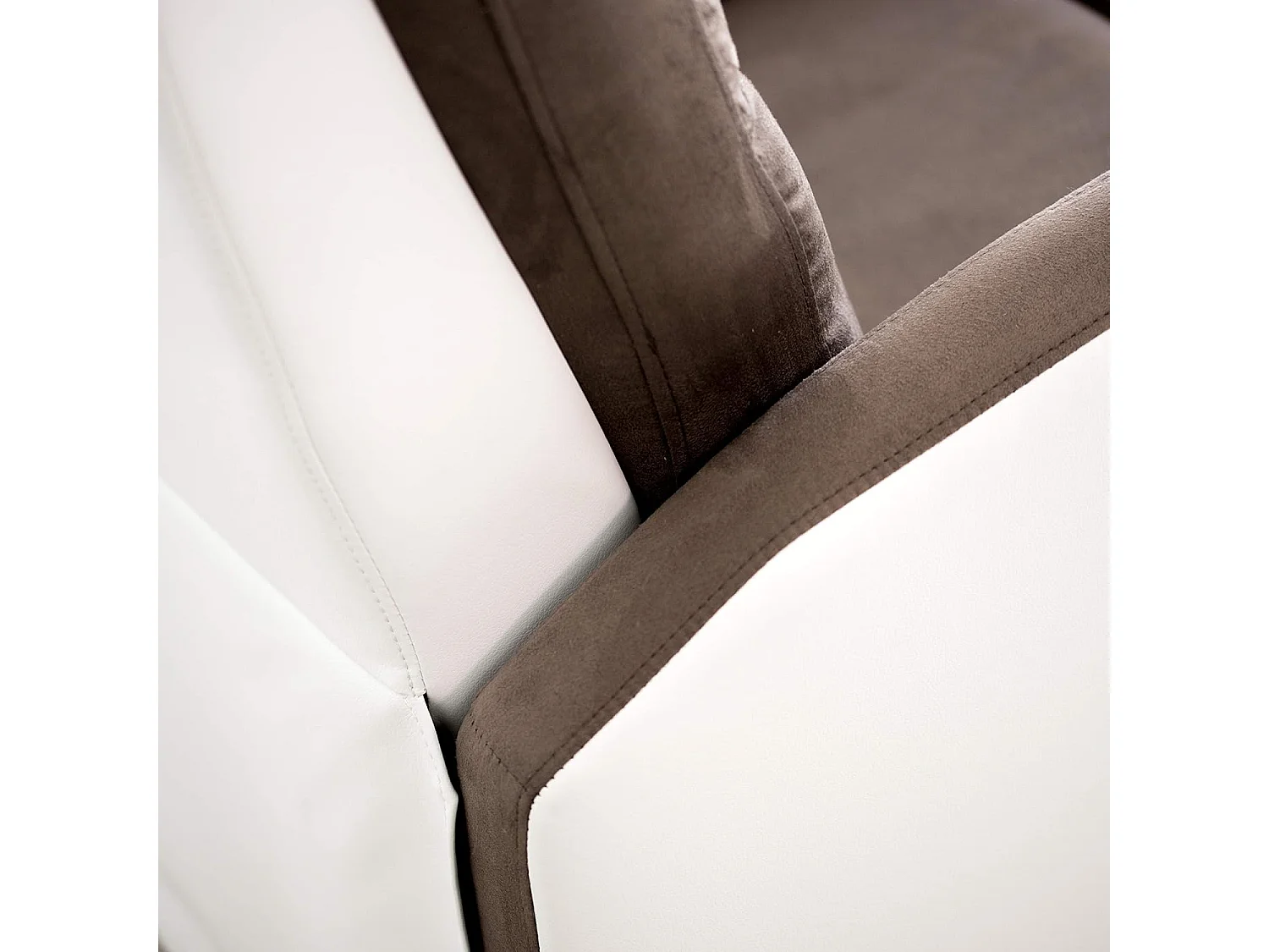 Sillón Relax Reclinación Manual, PU y Microfibra. Modelo Ludwig, Blanco/Antracita