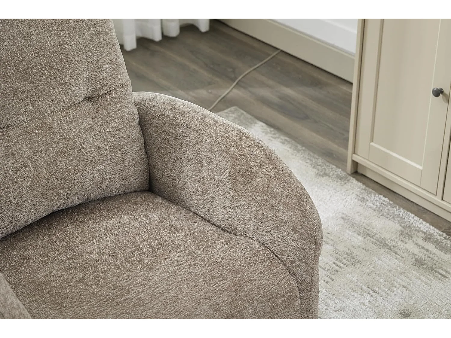 Sillón Relax Eléctrico 2 Motores, Reclinación Independiente, Función Auto-Ayuda, Arena