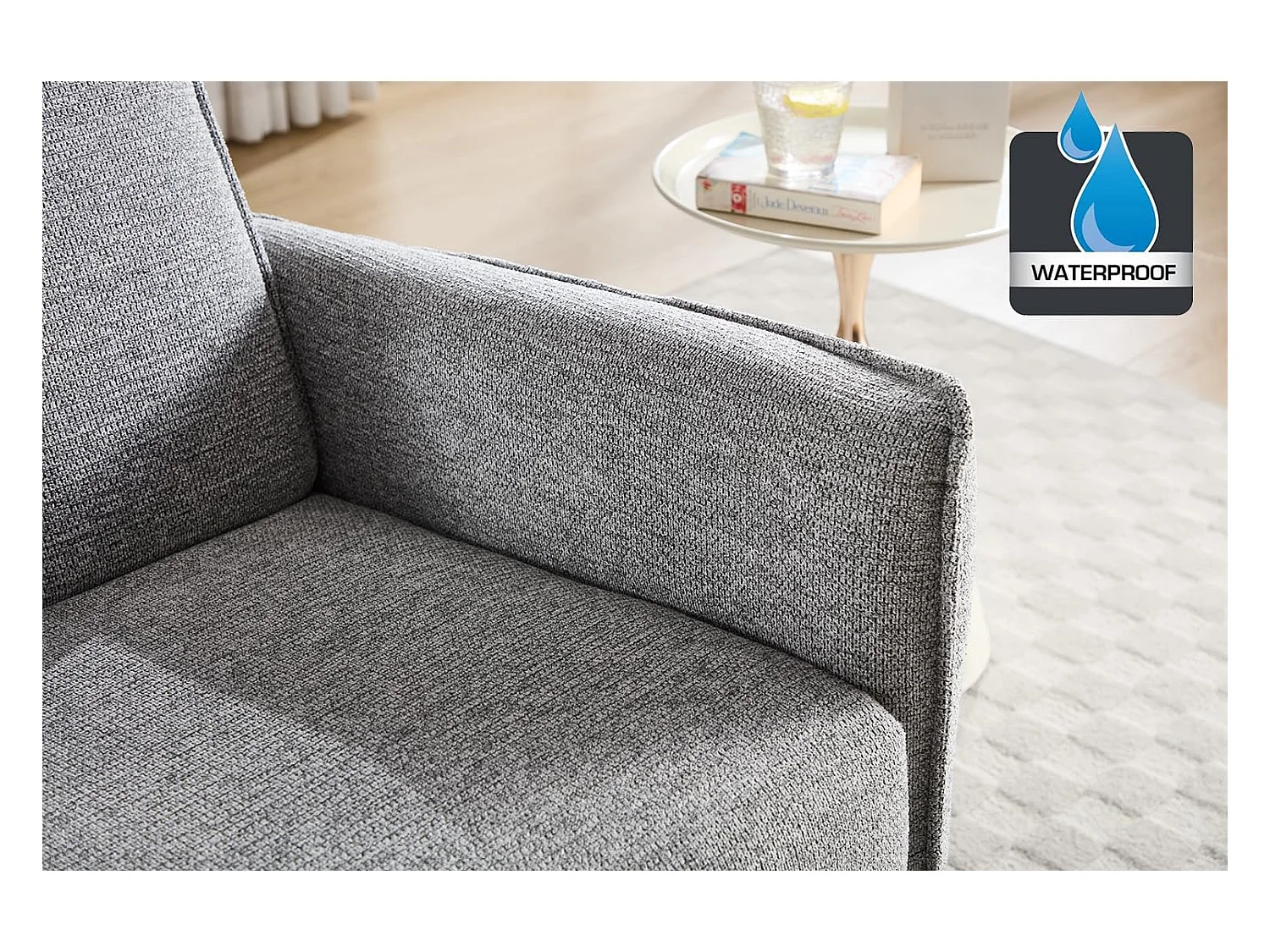 Sillón Relax con Reclinación Manual, Tejido Waterproof, Modelo Light Gris