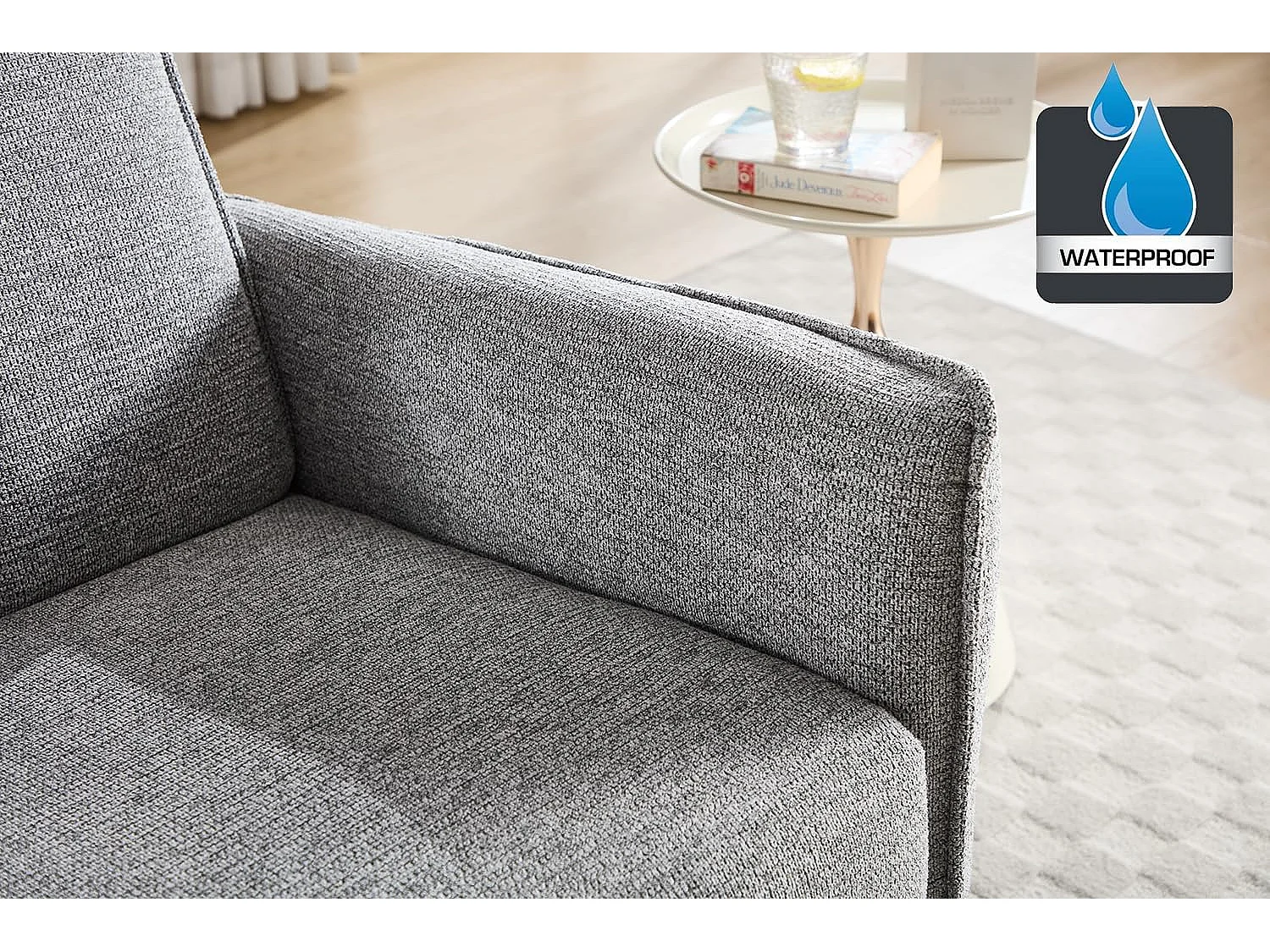 Sillón Relax con Reclinación Manual, Tejido Waterproof, Modelo Light Gris