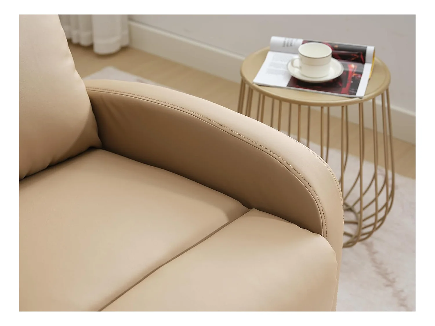 Sillón Relax Reclinación Manual, Tapizado en PU Anti-Cuarteo, Modelo Premium, Topo