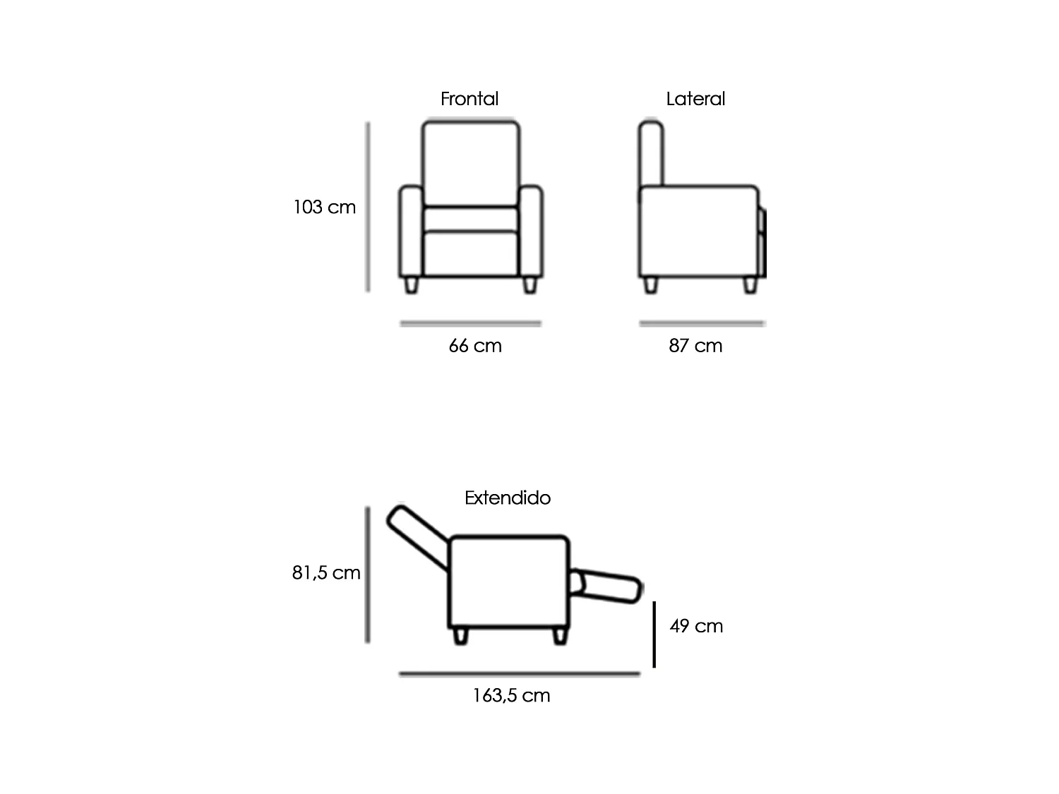 Sillón Relax Reclinación Manual, Tapizado en PU Anti-Cuarteo, Modelo Premium, Topo