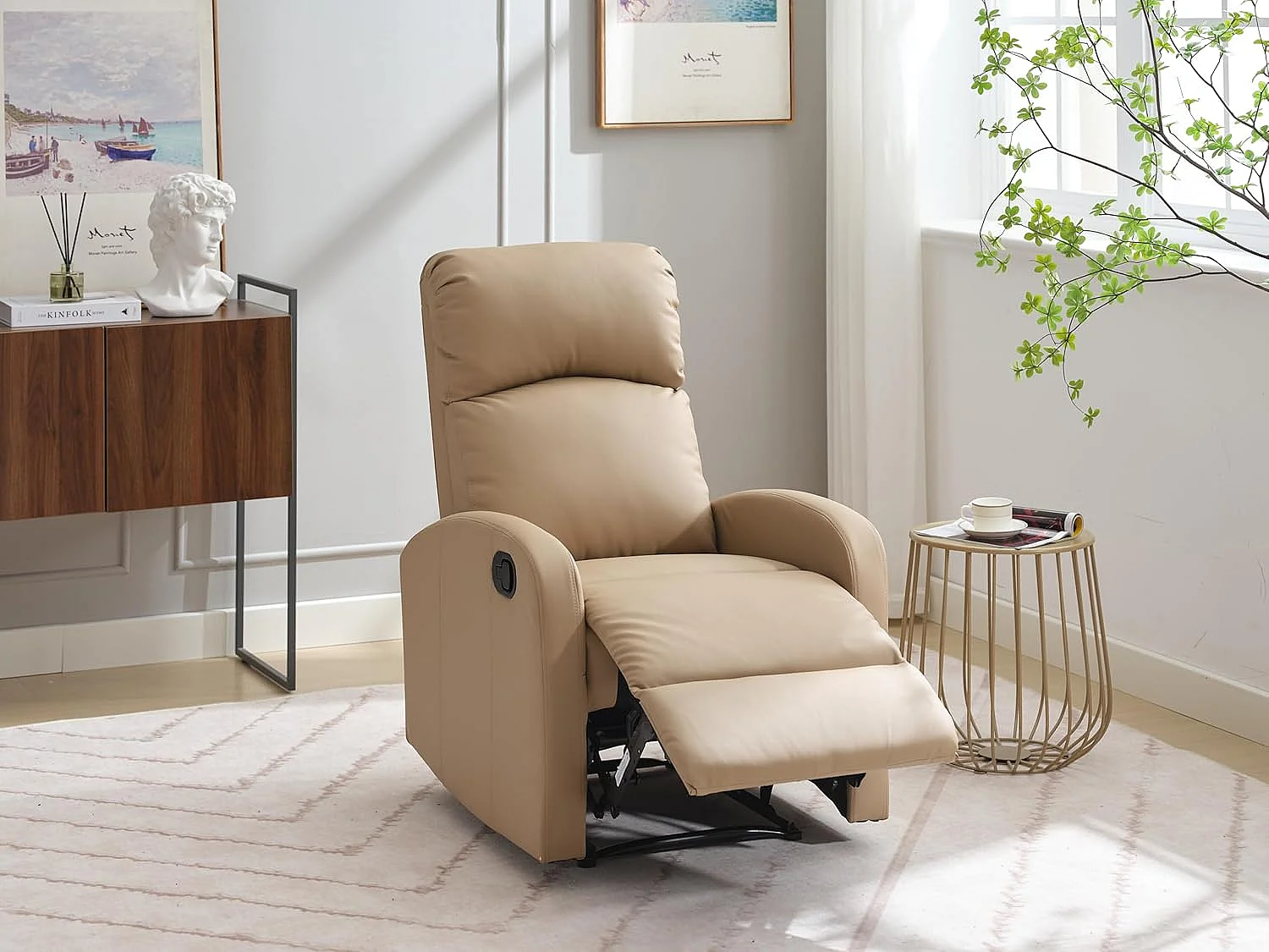 Sillón Relax Reclinación Manual, Tapizado en PU Anti-Cuarteo, Modelo Premium, Topo