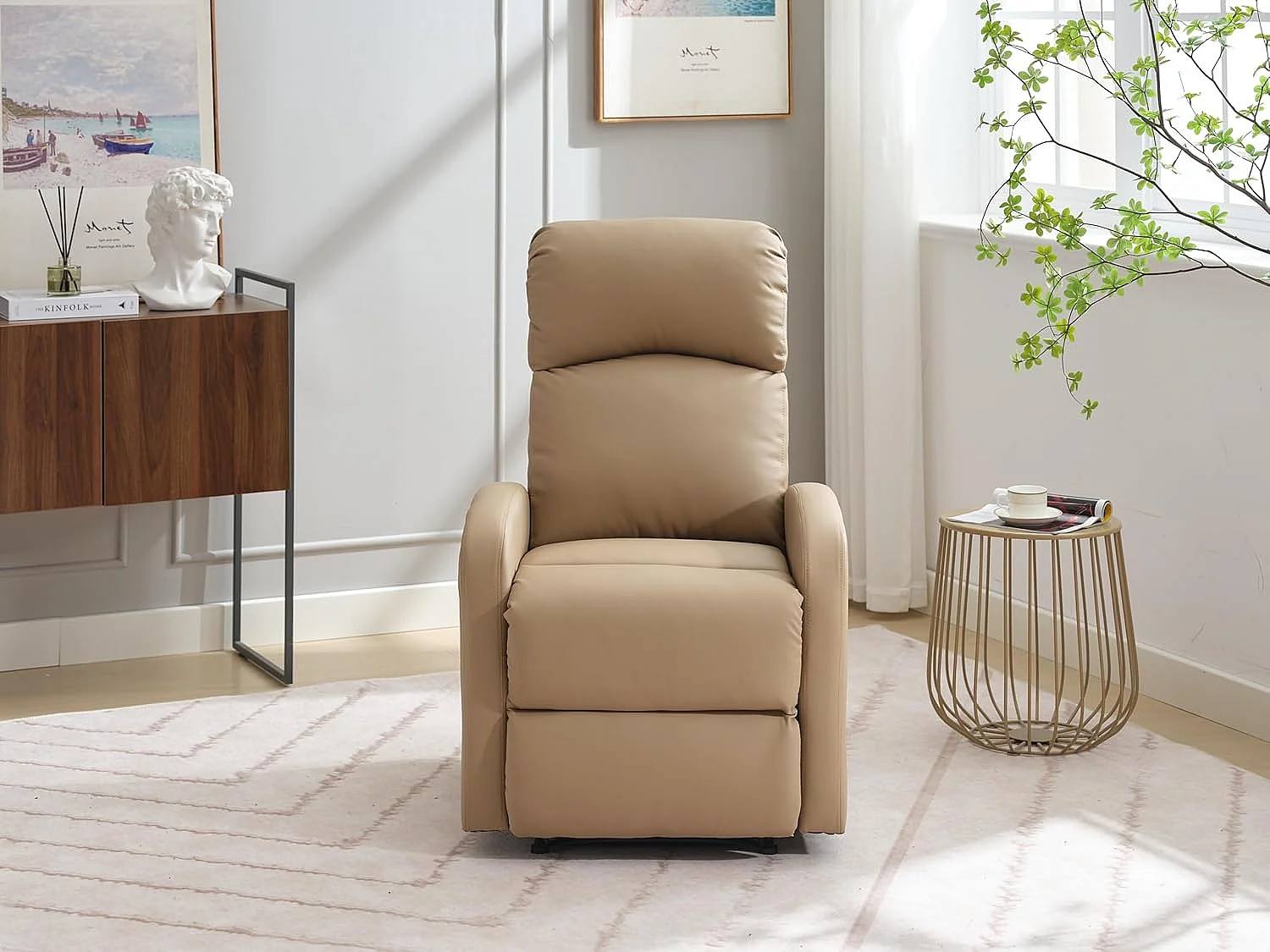 Sillón Relax Reclinación Manual, Tapizado en PU Anti-Cuarteo, Modelo Premium, Topo