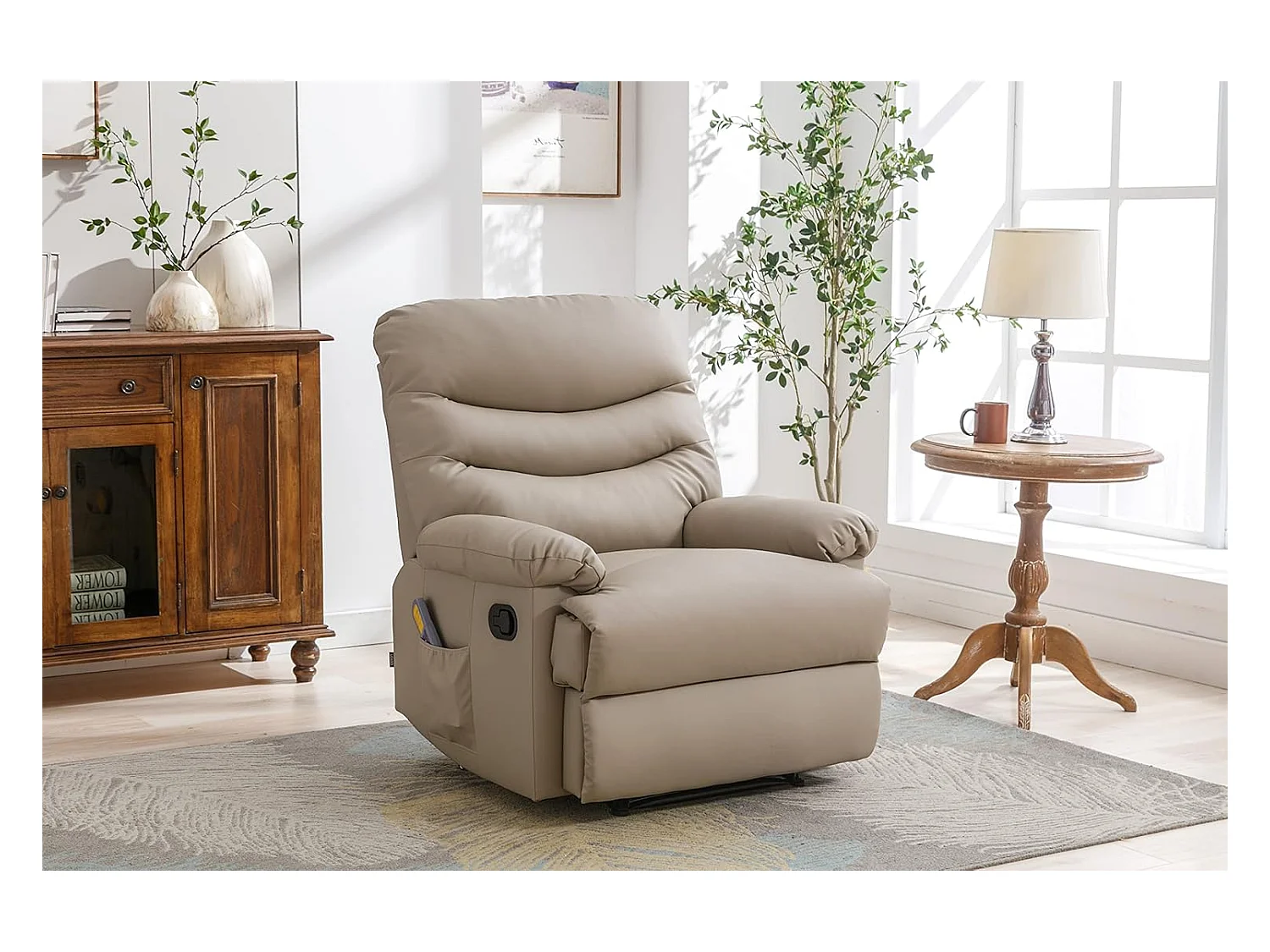 Sillón Relax con Reclinación Manual, Masaje Y Termoterapia. Modelo Roma, Arena