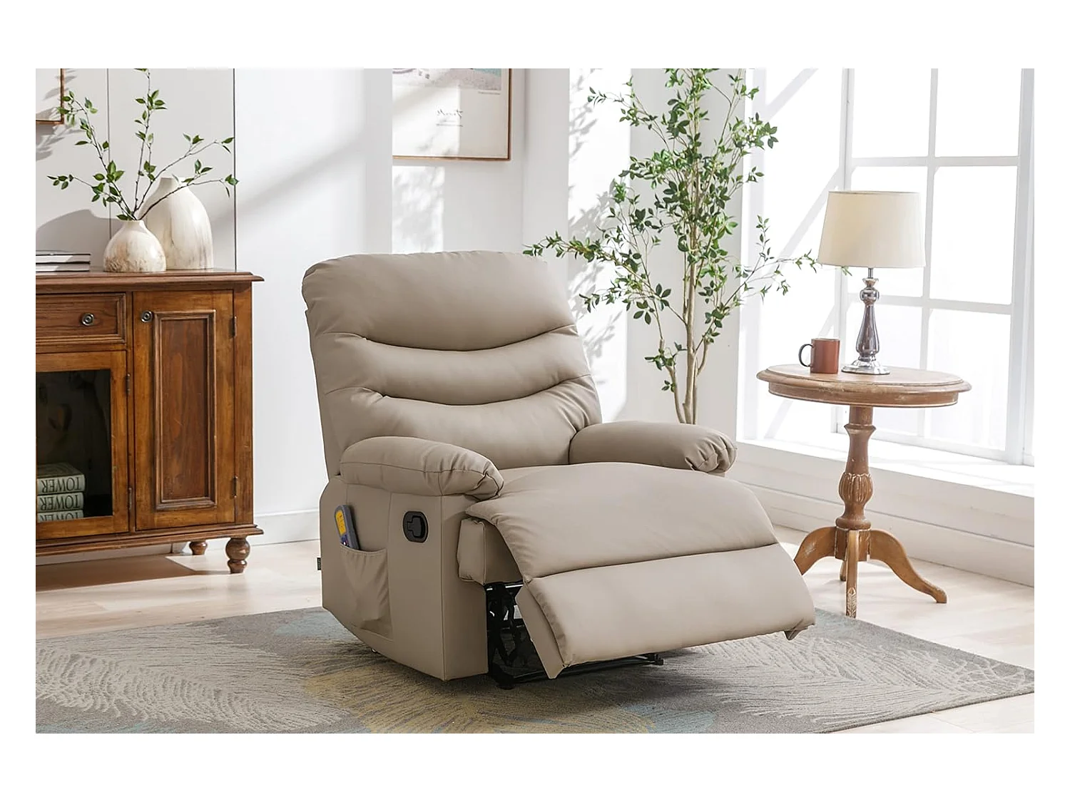 Sillón Relax con Reclinación Manual, Masaje Y Termoterapia. Modelo Roma, Arena