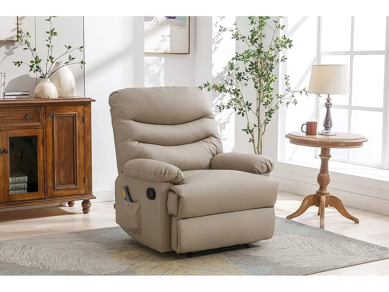 Sillón Relax con Reclinación Manual, Masaje Y Termoterapia. Modelo Roma, Arena