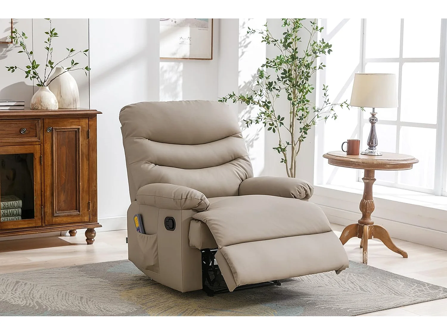 Sillón Relax con Reclinación Manual, Masaje Y Termoterapia. Modelo Roma, Arena