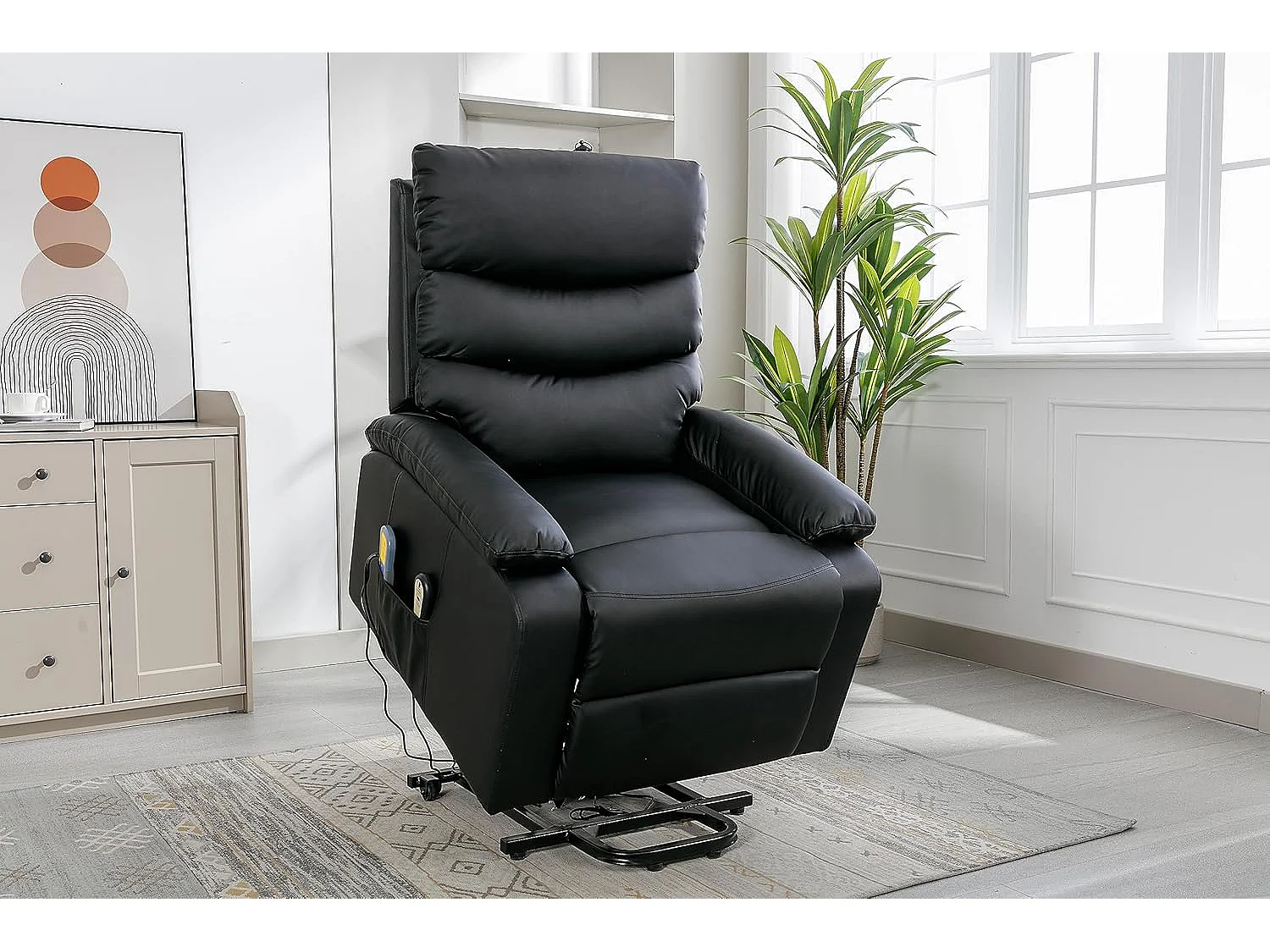 Sillón Relax Función Auto-Ayuda, Reclinación Eléctrica, Masaje Y Termoterapia, Negro