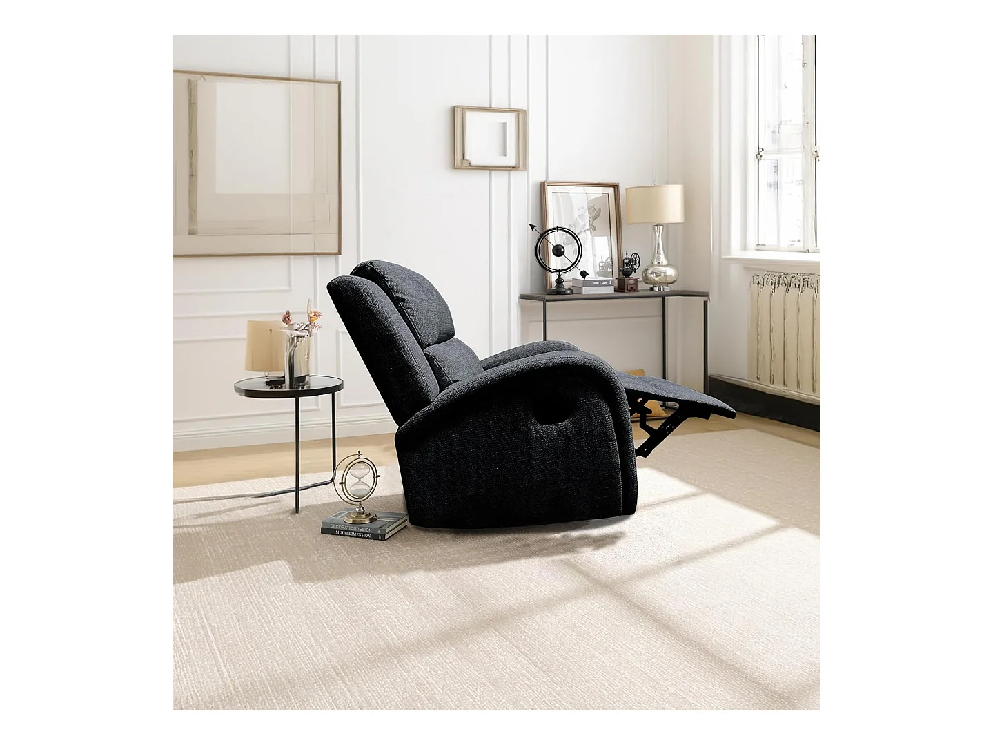 Sillón Mecedora Relax con Reclinación Manual, Tapizado Microfibra, Modelo Sam, Gris