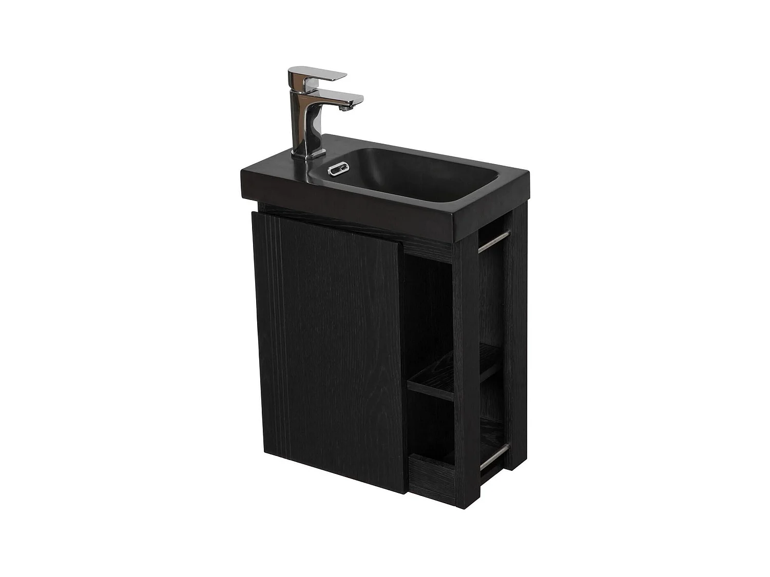 Conjunto de lavabo HAMPTON con grifo negro y estante de espejo