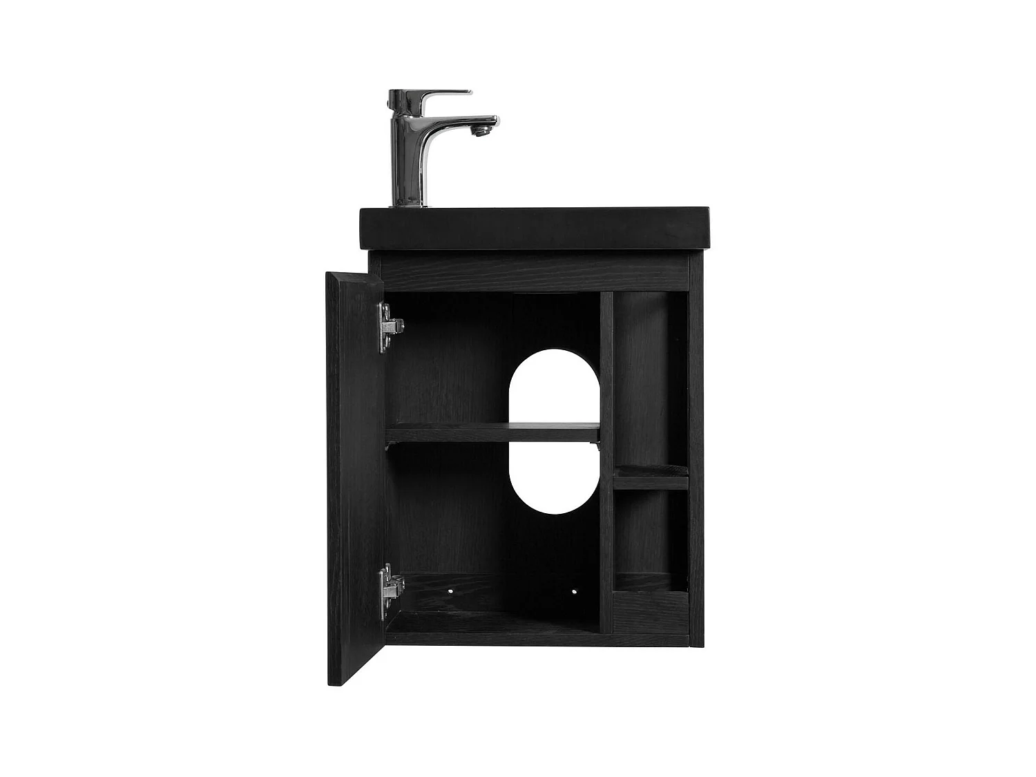 Conjunto de lavabo HAMPTON con grifo negro y estante de espejo
