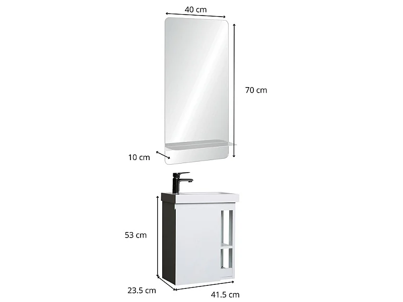 Ensemble lave-mains HAMPTON avec robinet chromé et miroir