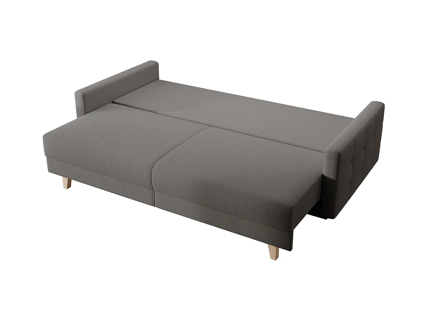 Canapé convertible 3 places – velours Easy-Clean – gris foncé – VERAT