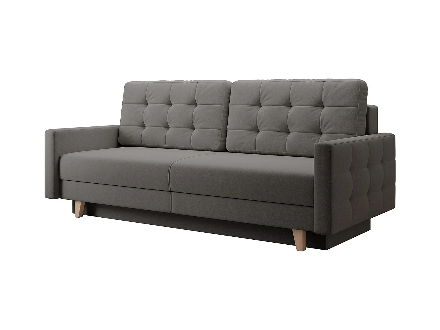 Canapé convertible 3 places – velours Easy-Clean – gris foncé – VERAT