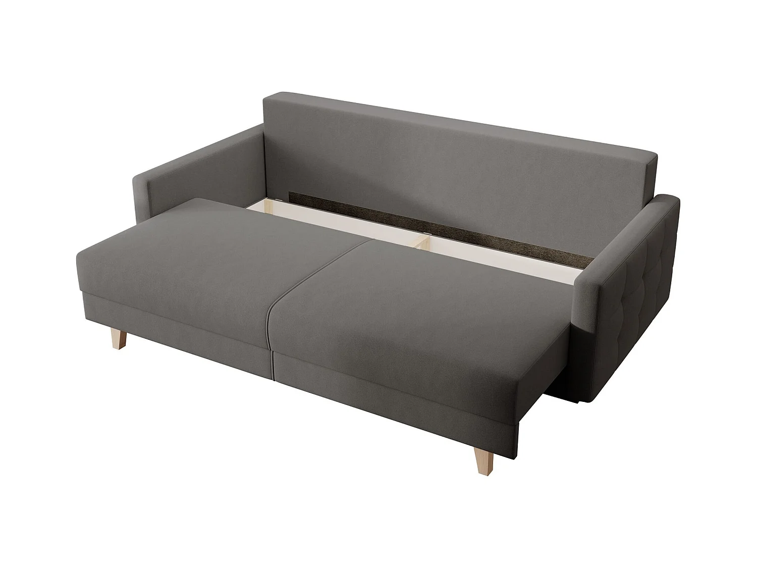 Canapé convertible 3 places – velours Easy-Clean – gris foncé – VERAT