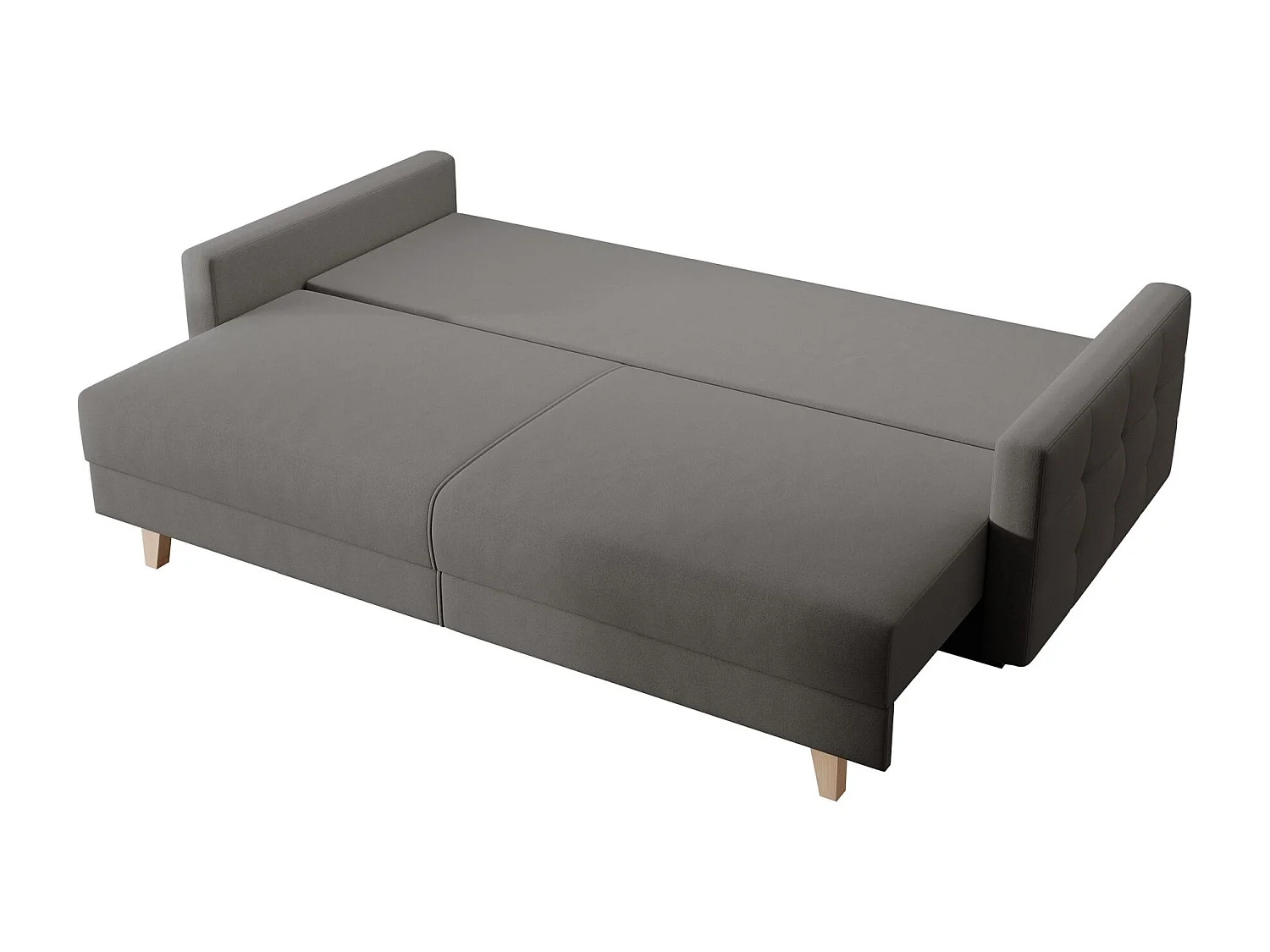 Canapé convertible 3 places – velours Easy-Clean – gris foncé – VERAT