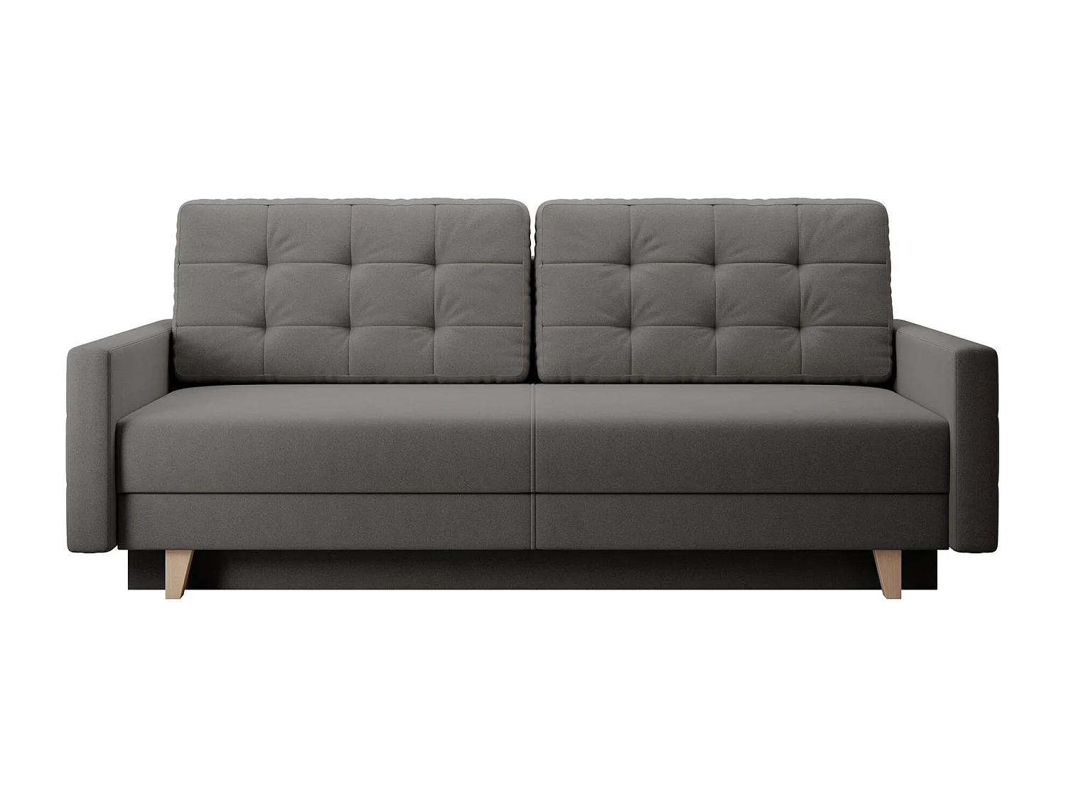 Canapé convertible 3 places – velours Easy-Clean – gris foncé – VERAT