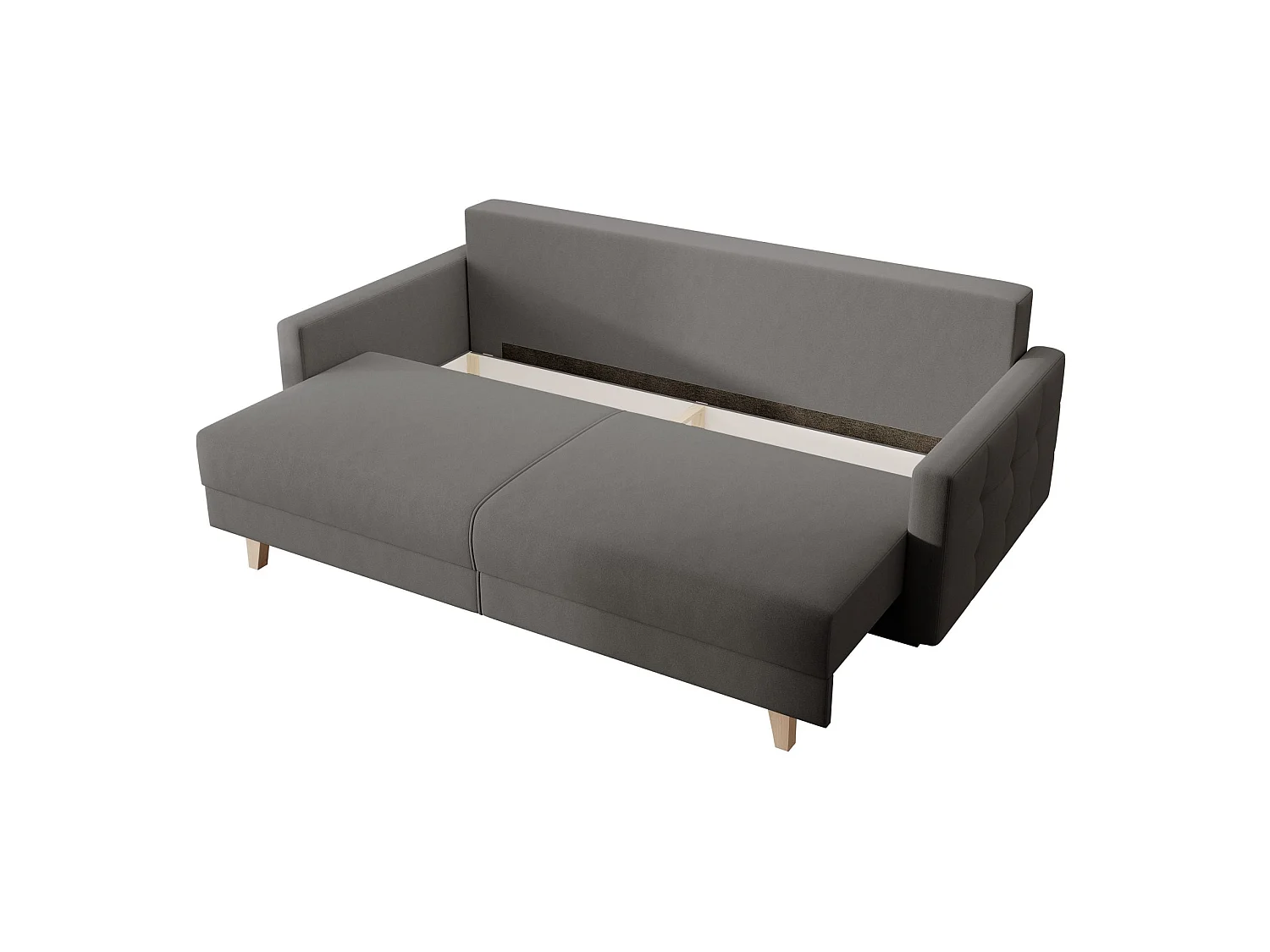 3-zits slaapbank – Easy-Clean velours – donkergrijs – VERAT