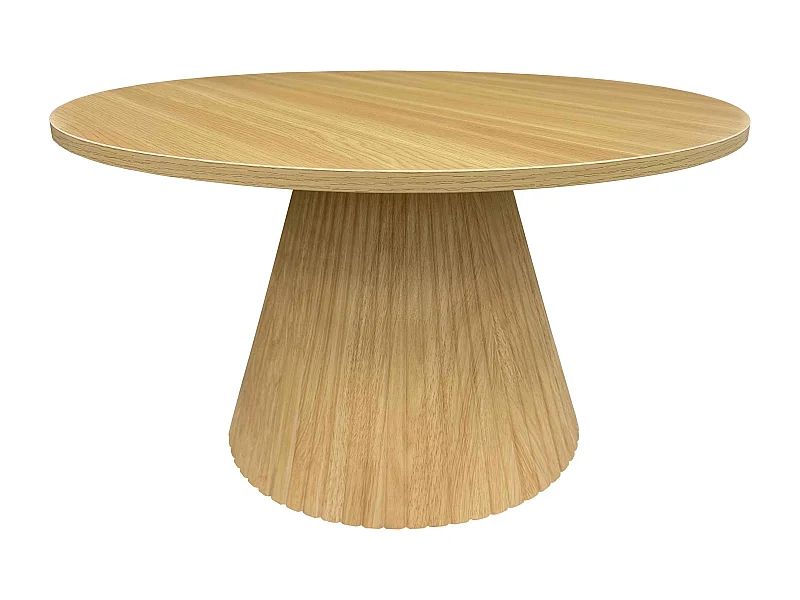 Table basse ronde 80 cm moderne effet bois clair