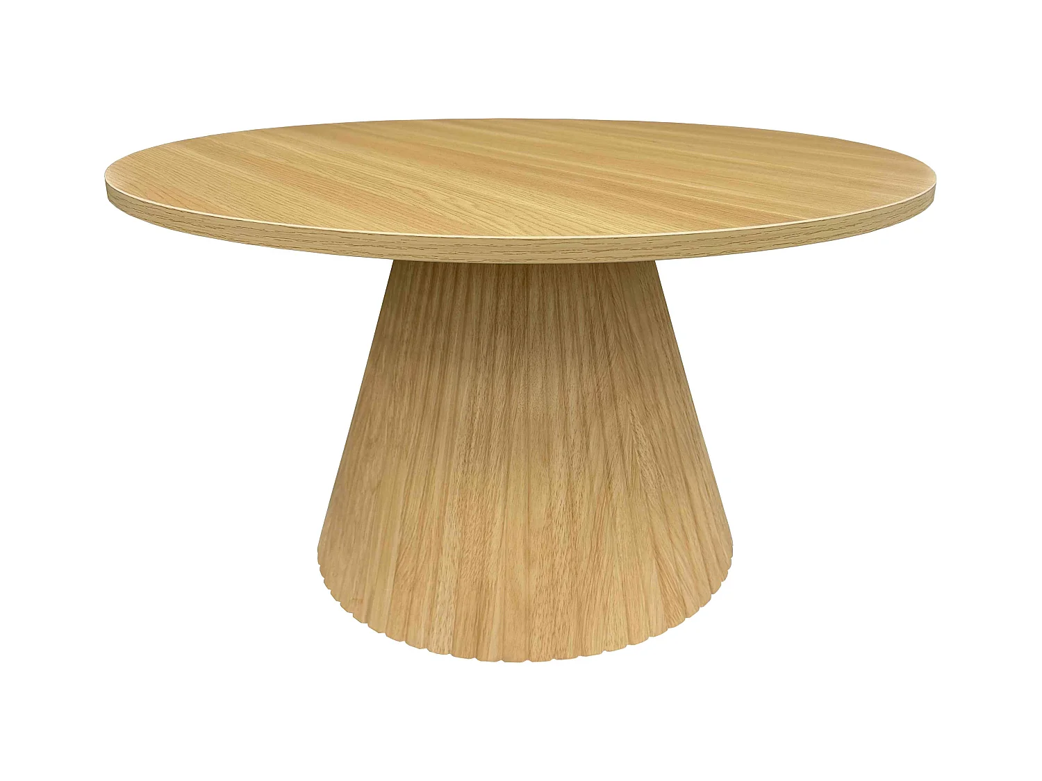 Table basse ronde 80 cm moderne effet bois clair