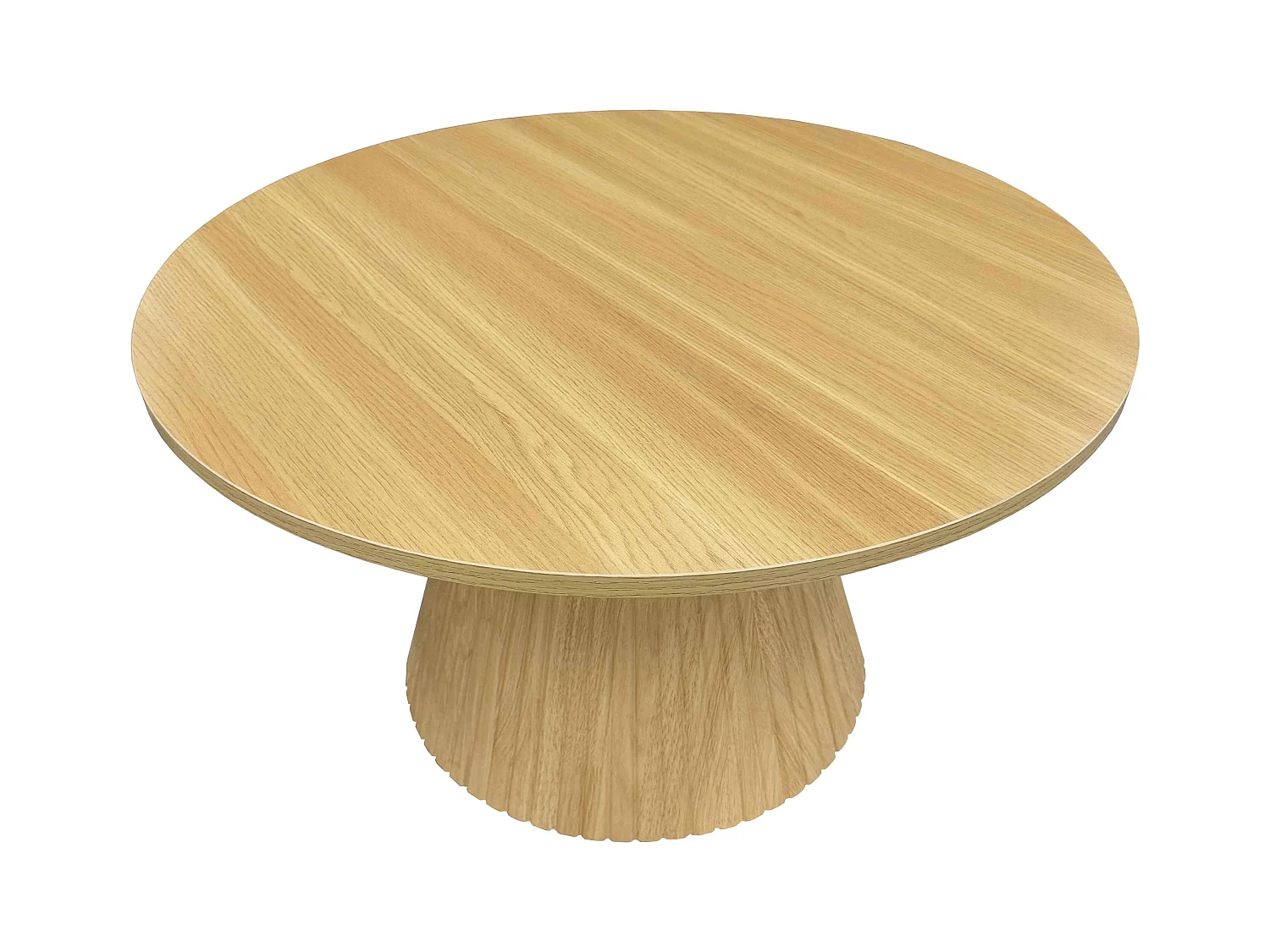 Table basse ronde 80 cm moderne effet bois clair