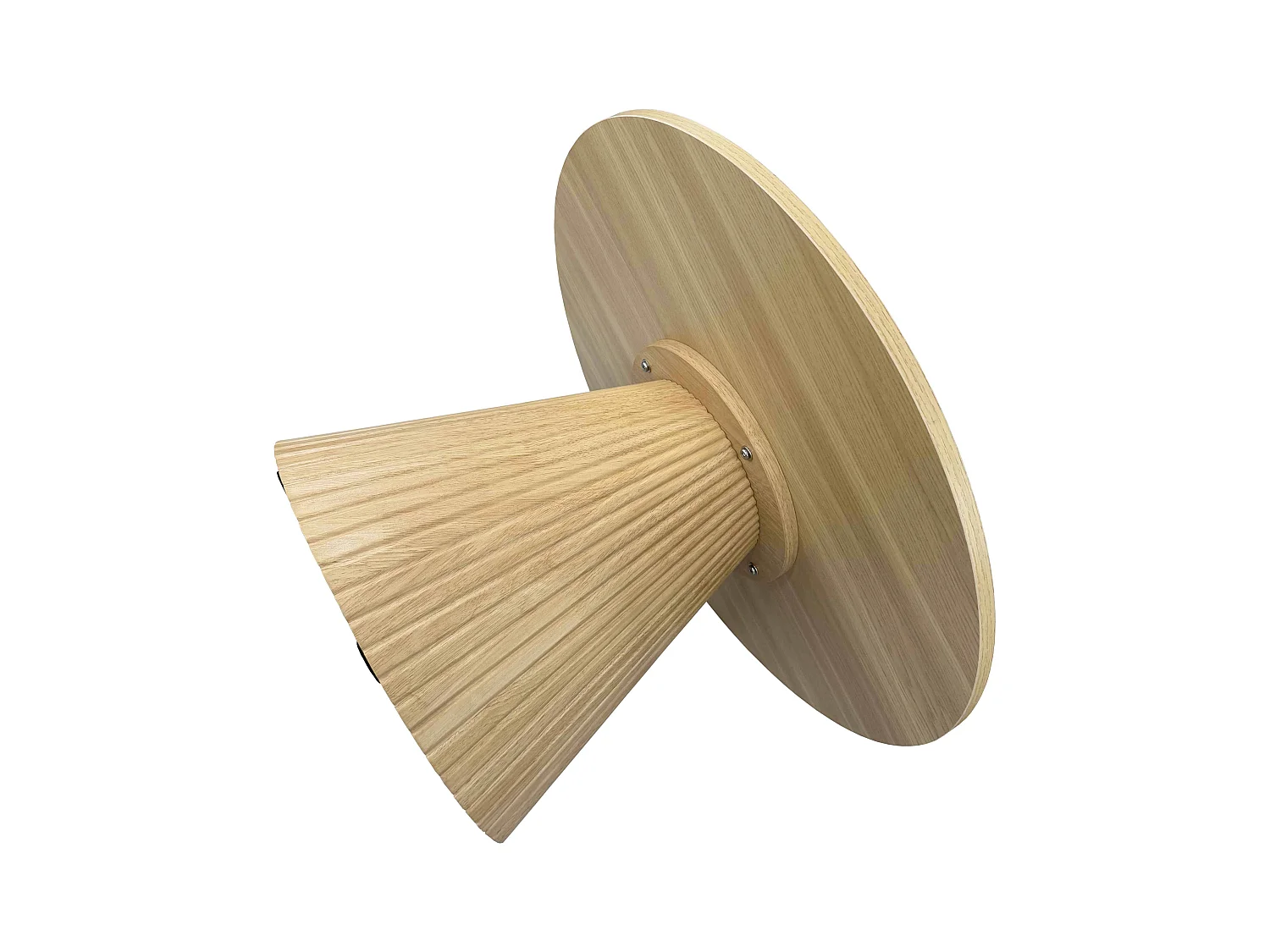 Table basse ronde 80 cm moderne effet bois clair