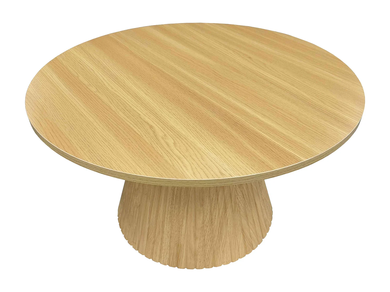Table basse ronde 80 cm moderne effet bois clair