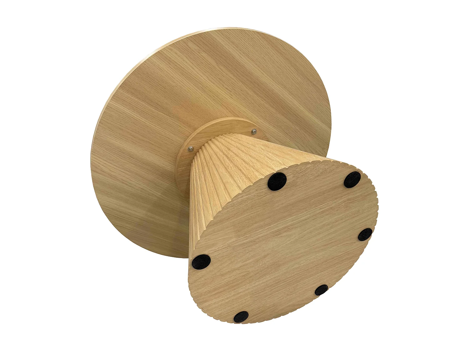 Table basse ronde 80 cm moderne effet bois clair