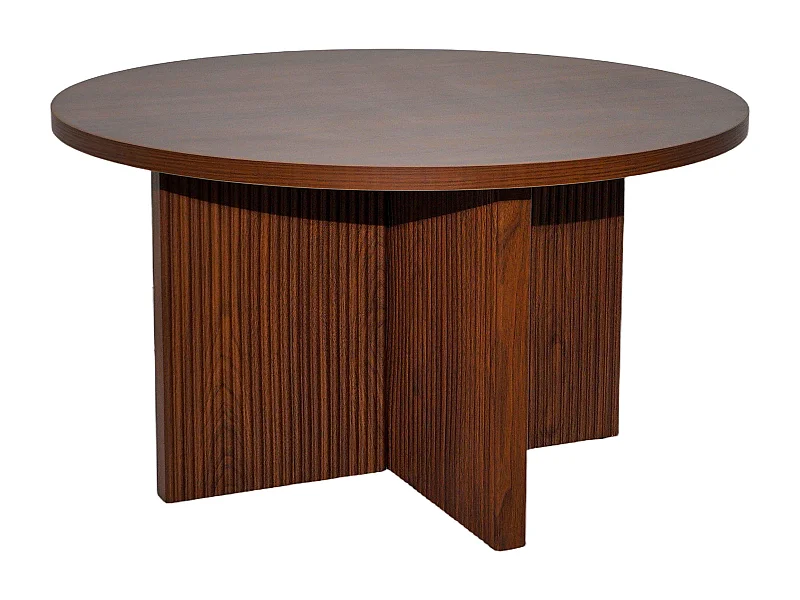 Table basse ronde 80 cm scandinave effet bois foncé