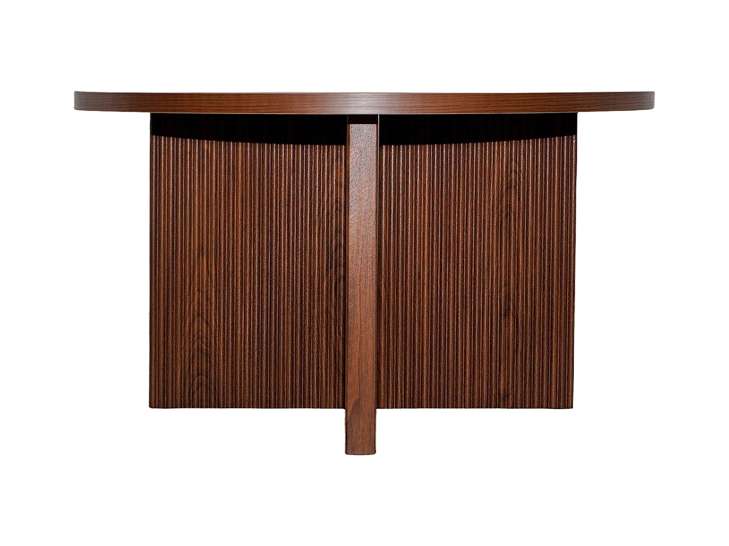 Table basse ronde 80 cm scandinave effet bois foncé