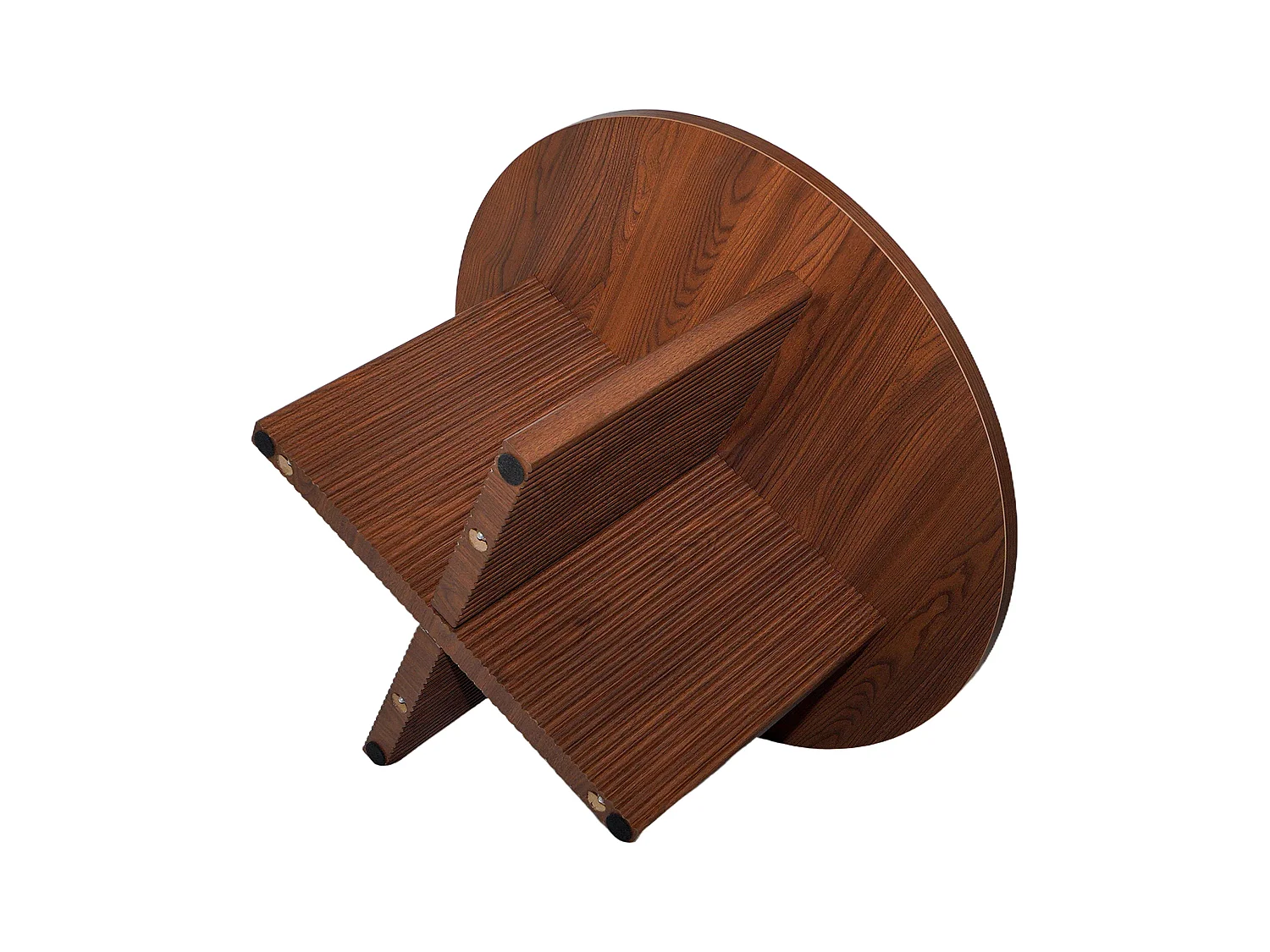 Table basse ronde 80 cm scandinave effet bois foncé