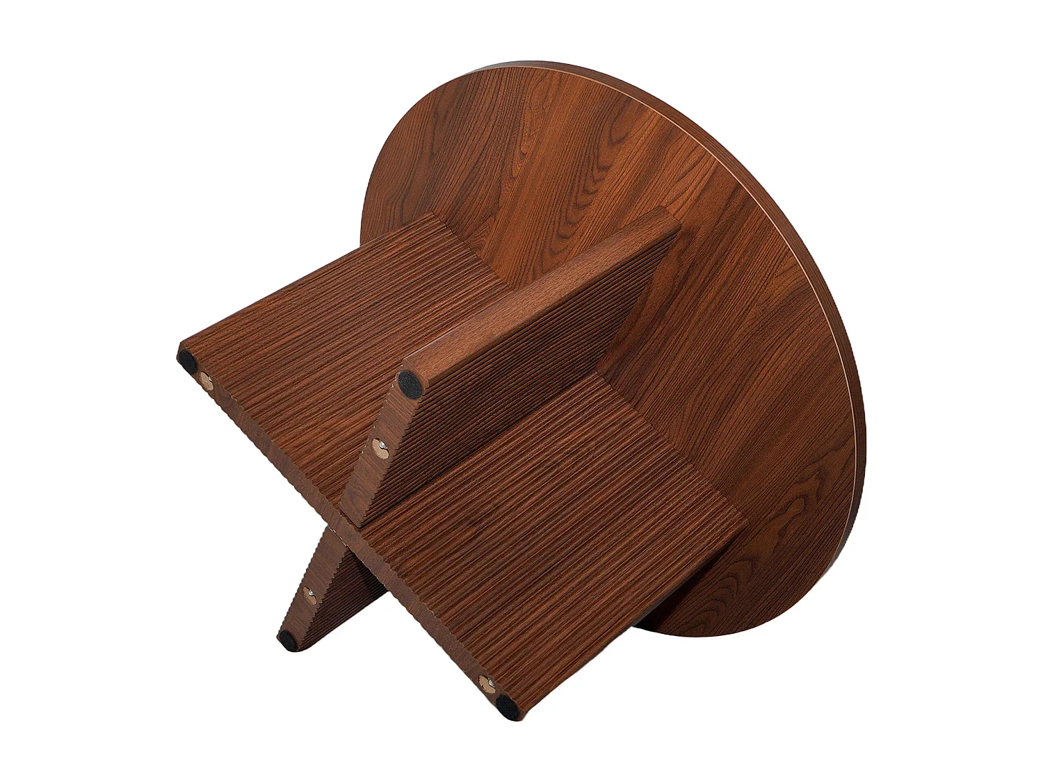 Table basse ronde 80 cm scandinave effet bois foncé