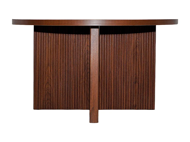 Table basse ronde 80 cm scandinave effet bois foncé