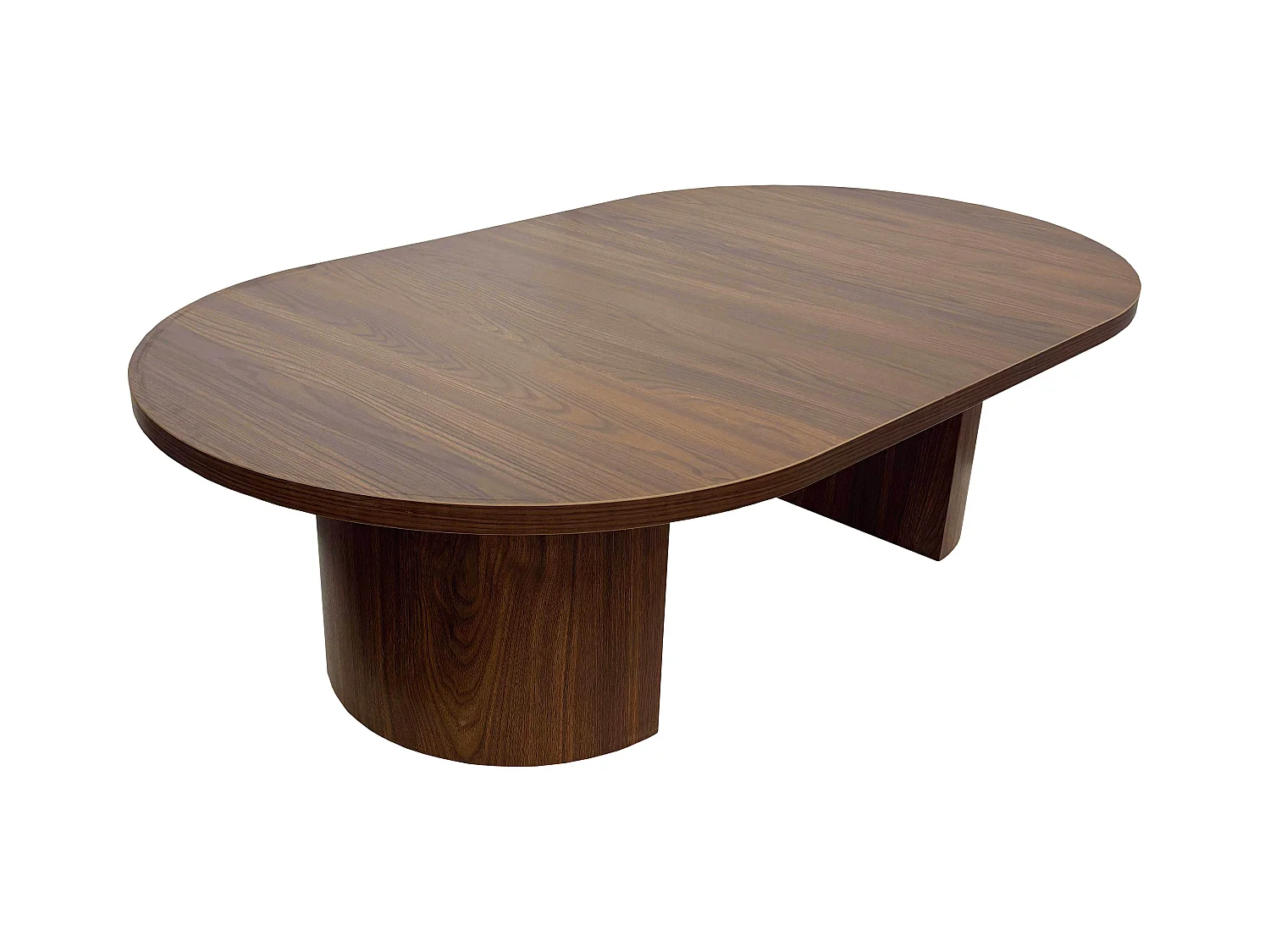 Table basse ovale 120 cm moderne effet bois foncé