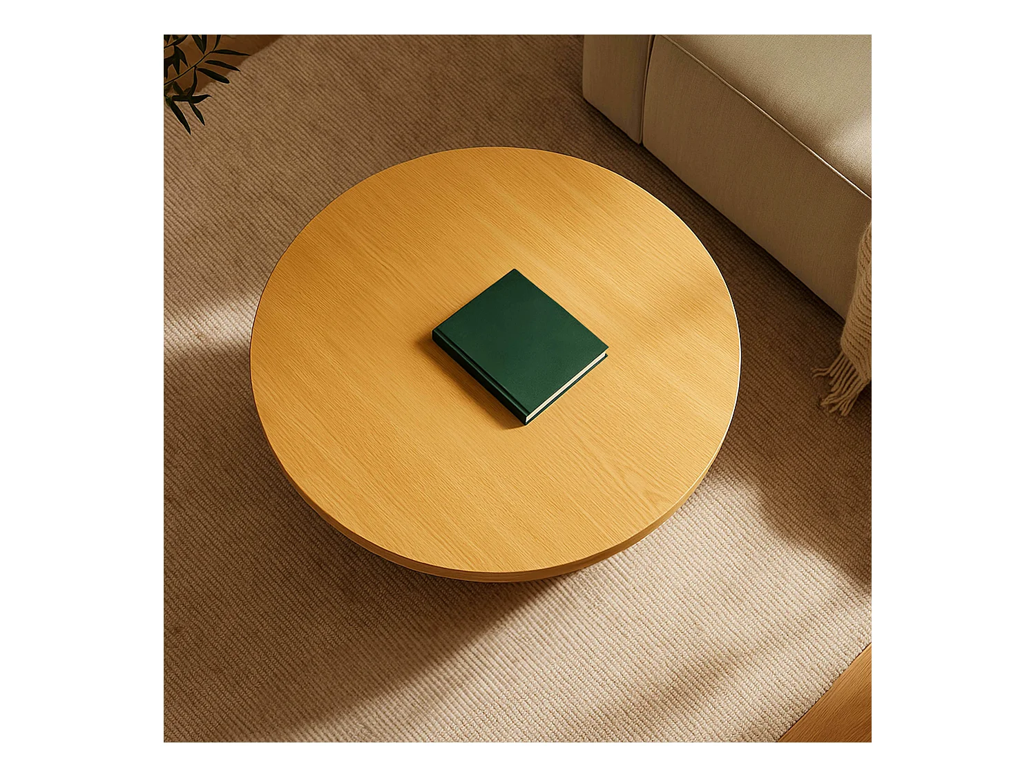 Table basse ronde 80 cm scandinave effet bois clair