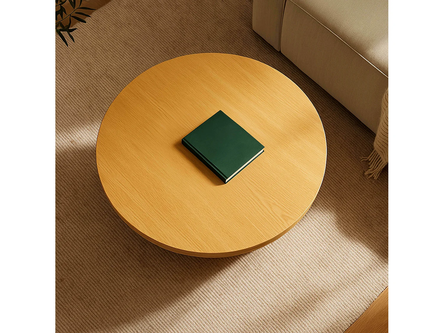 Table basse ronde 80 cm scandinave effet bois clair