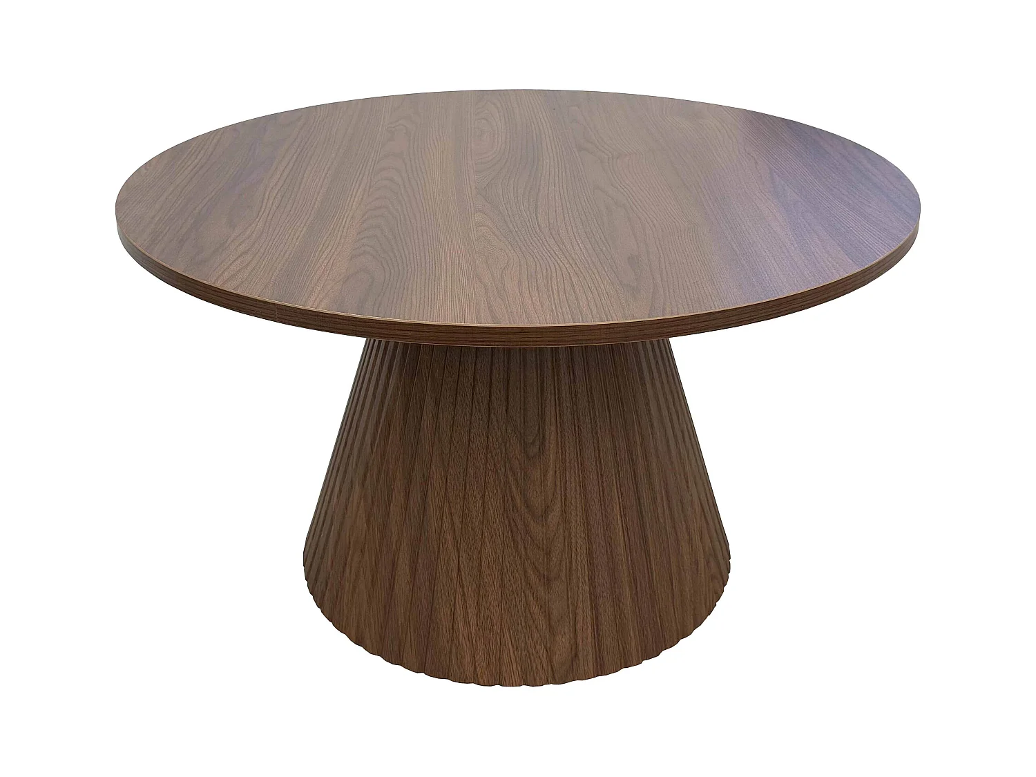 Table basse ronde 80 cm moderne effet bois foncé
