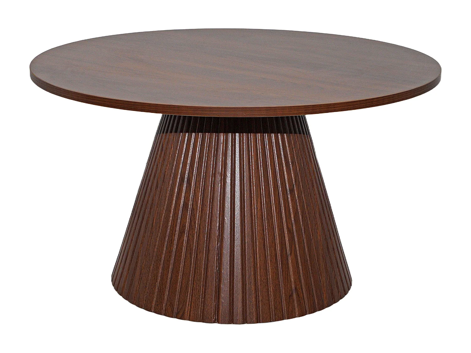 Table basse ronde 80 cm moderne effet bois foncé